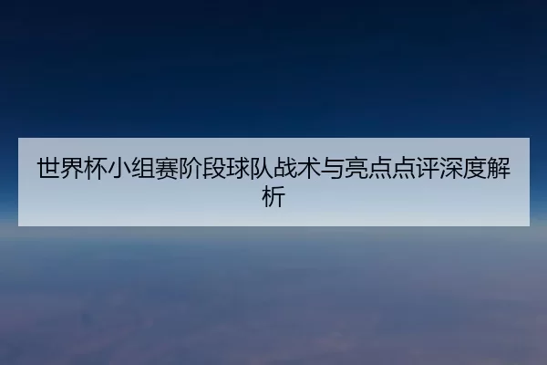 世界杯小组赛阶段球队战术与亮点点评深度解析
